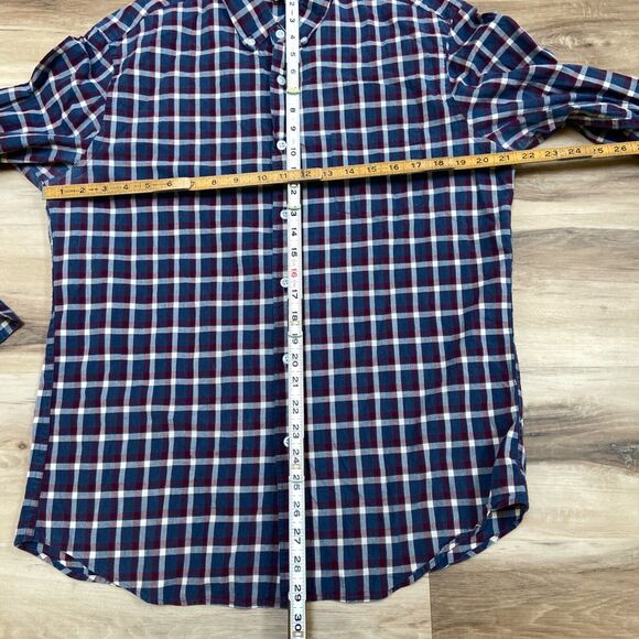 J Crew Shirt Mens Large Mercantile Flex Slim Fit Blue Plaid Button Down - Picture 6 of 8